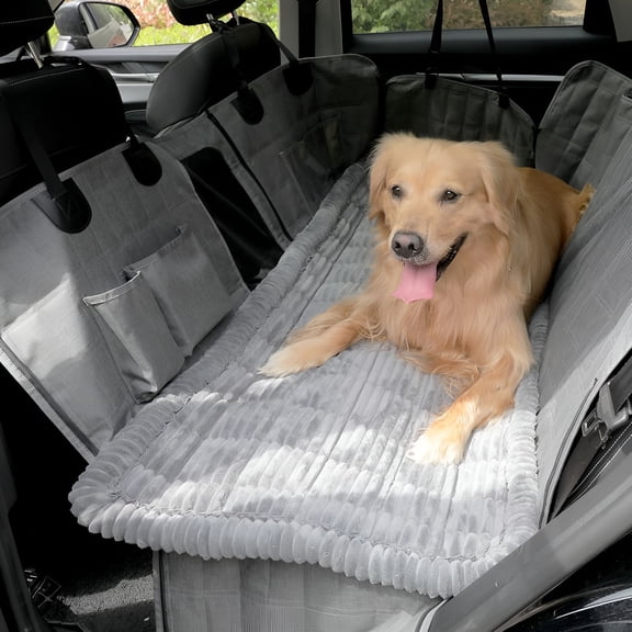LAMIRO Dog Car Seat Cover for Back Seat Dog Bed for Car Fit for Backseat Extenders Car Seat Protector Nonslip Soft for Cars Trucks and Suvs (Gray 24.8)