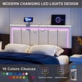 IKIFLY Full Size LED Headboard with 2 USB Ports, Adjustable Height ...