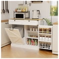 thumbnail image 6 of Kitchen Trash Can Cabinet with Drawers - White Storage Organizer, 6 of 9