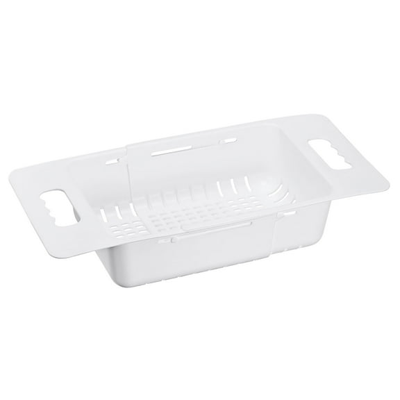 Unique Bargains Extendable Over the Sink Strainer Fruit Vegetable Food Prep Adjustable Colander for Kitchen Plastic White