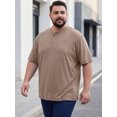 thumbnail image 4 of DARING DIVA Men's Big Tall Henley Shirts Button Down Short Sleeve T-Shirt 5XL Light Brown, 4 of 7
