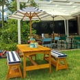 thumbnail image 4 of KidKraft Outdoor Wooden Table & Benches with Cushions & Umbrella, Navy, 4 of 7