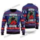thumbnail image 3 of Suéter navideño feo con estampado 3D de Jiu Jitsu con Jesús te respalda para hombres y mujeres, suéter de punto cálido e informal para invierno MY20, 3 of 5