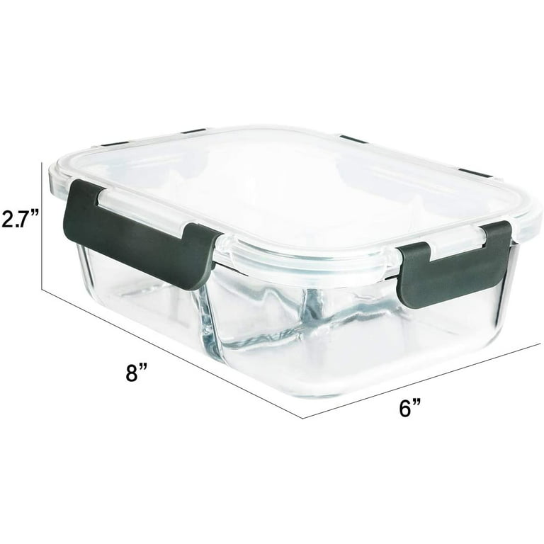 3 Pack Glass Lunch Box with 2 Compartments Lids Meal Prep Containers Lunch  Bag 705353596360