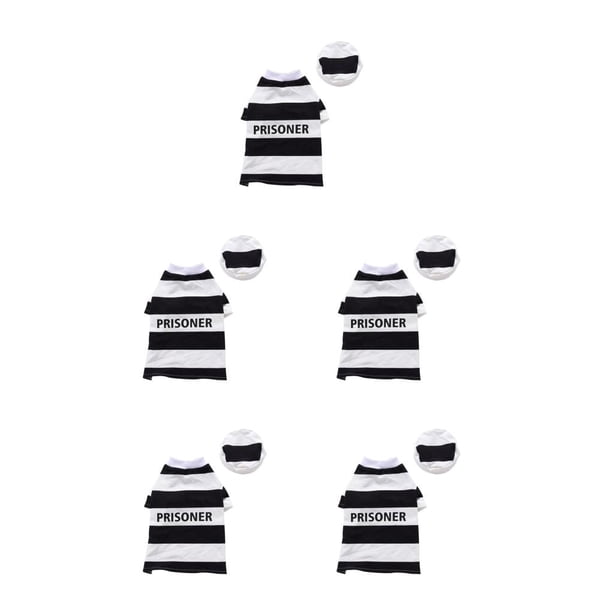 Wosthever Disfraz de prisionero para mascotas con sombrero Uniforme de Halloween Ropa de manga corta para perros resistente al desgaste Vestidos de fiesta Type5 NO5 Wosthever CBP545401