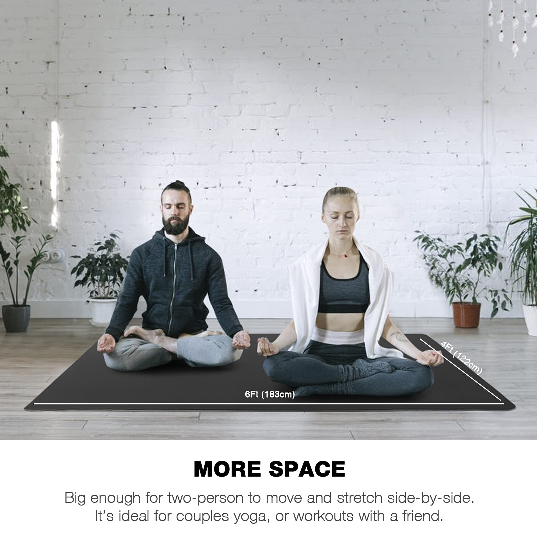 UMINEUX Large Yoga Mat for Men and Women 1/4 Inch Extra Thick TPE Fitness Mat for Home Gym Workout, Non-Slip