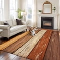 thumbnail image 3 of Area Rug for Living Room, Farmhouse Burnt Orange Brown Non-Slip Indoor Large Carpet for Bedroom/Dining Room, Vintage Wooden Striped Washable Low-Profile Rectangle Floor Runner Rugs - 5 x 8 Ft, 3 of 7