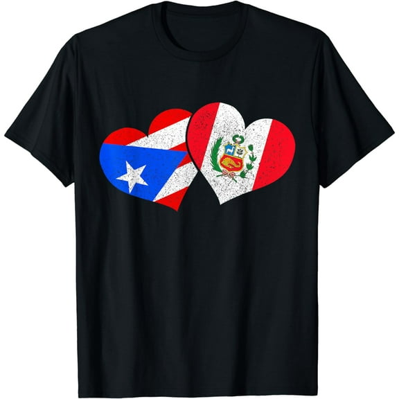 Puerto Rico & Peru Pride Heritage Puerto Rican Peruvian Flag T-Shirt