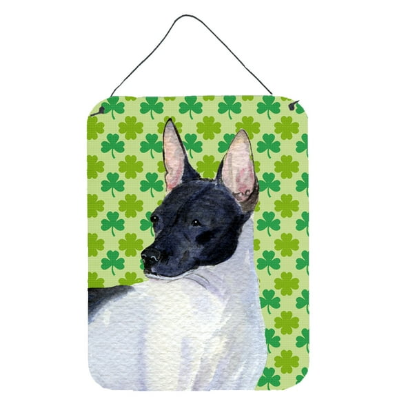 Rat Terrier St. Patricks Day Shamrock Portrait Wall or Door Hanging Prints