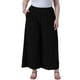 thumbnail image 1 of Pantalones de salón de mujer de talla grande GRACE & GRANDEUR, con cintura elástica, pierna ancha, estilo palazzo, con bolsillos, 5X, negro, 1 of 1