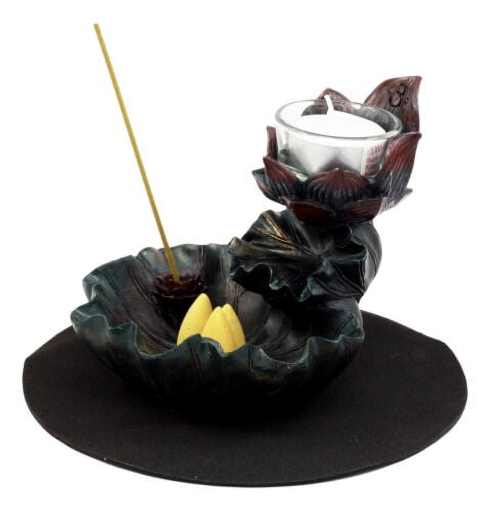 Ebros Zen Lotus Flower Incense Cone & Stick Burner Candle Holder Figurine