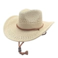 thumbnail image 4 of AJGRHE Classic Western Cowboy Hat Straw Cowgirl Hat for Women Cowboy Hats for Men Wide Brim Sun Hat Shapeable Western Hat Beach Hat Beige One Size, 4 of 4