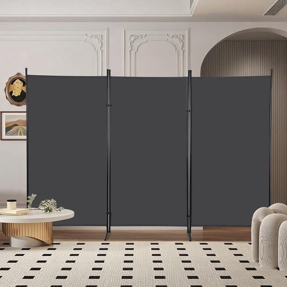 FDW 3-Panel Room Divider Privacy Screen, 6FT Portable Folding Partition with Metal Frame (102" W x 70" H) for Office/Home Use, Grey