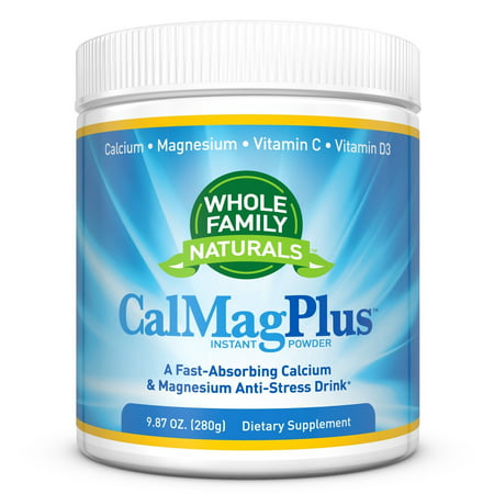 Calcium Magnesium Powder Supplement - CalMag Plus with Vitamin C & D3 - Gluten Free, Non GMO, Unflavored - Natural Calm & Stress Relief Cal Mag Drink - Cal-Mag for Leg