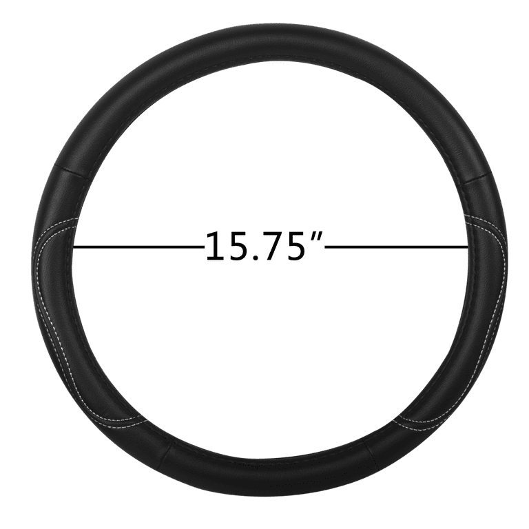 Auto Drive Black/White Truck Steering Wheel Cover, Large photo 4