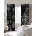 thumbnail image 3 of Black Coastal Starfish Blackout Curtains, Light Blocking Print Window Curtains, Vintage Coral Seahorse Shell Thermal Insulated Window Drapes for Living Room Kitchen Cafe 2 Panels, 104"W x 63"L, 3 of 9