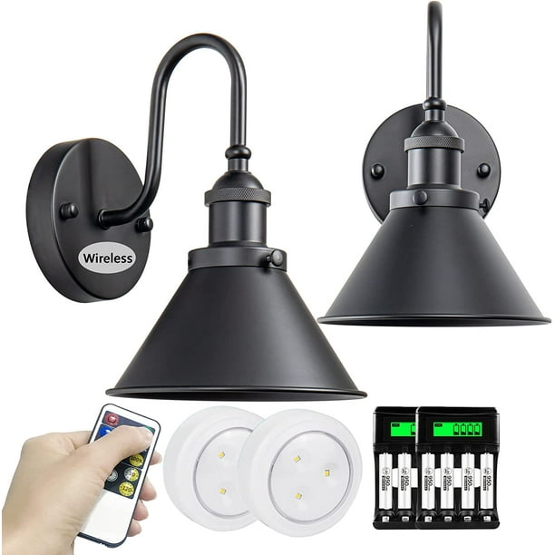 YZHIGUO Farmhouse Battery Operated Wall Sconces Set of Two with Remote