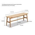 thumbnail image 7 of GZXS Modern Entryway Bench with Handcrafted Rattan Seat - Solid Oak Wood Frame Dining Bench for Bedroom, Entryway, or Dining Room - 43.31"L x 11.82"W x 15.98"H, 7 of 7