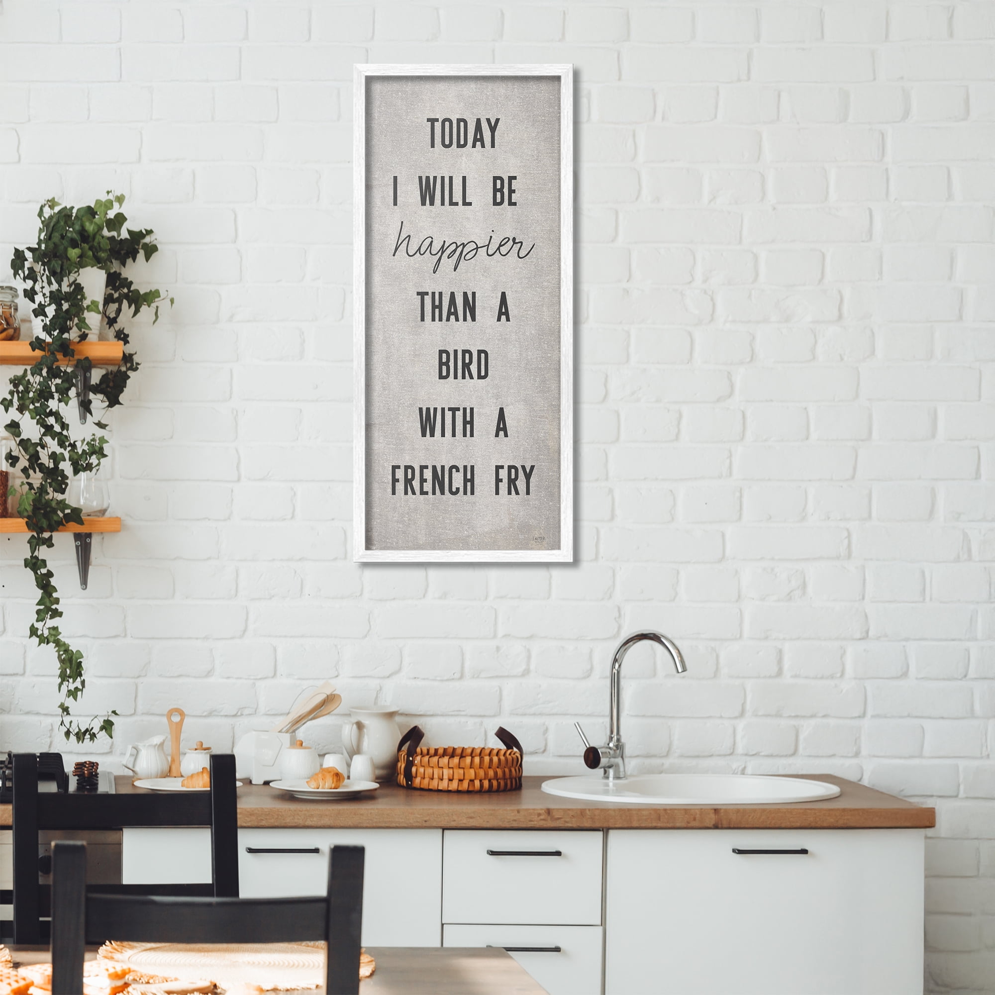 Stupell Industries Bird With A French Fry White Framed Giclee Art, design by Lux + Me Designs