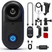 2.7K Mini WiFi Action Camera, Thumb POV Portable Body Cam Wearable Video Recorder, IPX7 Waterproof Underwater Camcorder DV for Sport Travel Daily - Black