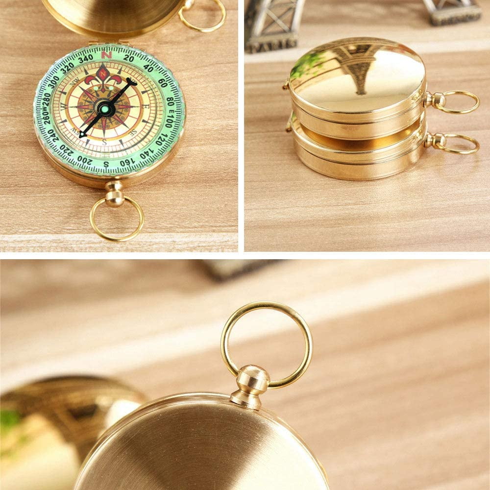 ANCIEN BOUTON POUSSOIR de poche style boussole vintage laiton fait main