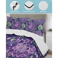 thumbnail image 4 of Purple Green Flowers Twin Size Down Alternative Comforter, Lightweight Comforter Quilt Bedding Set with Pillow Shams Watercolor Vintage Botanical All Seasons Bed Comforter Duvet Insert 68"x86", 4 of 7
