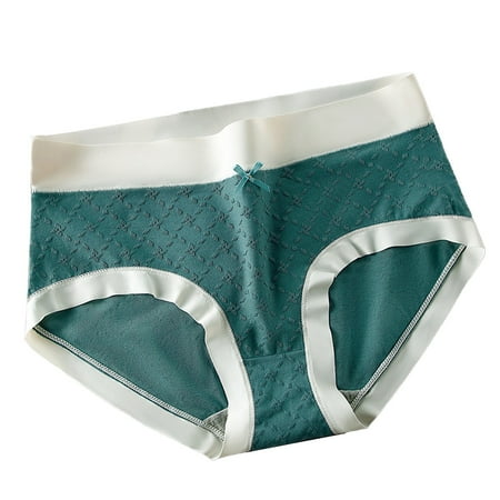 HCURIBAD Panties for Women Clearance Women s Floral Mid-rise Tummy Panties Hip Wrap Triangle Panties Seamless Underwear Cotton Underwear No Show Underwear  1x Ladies Panty Green 2XL