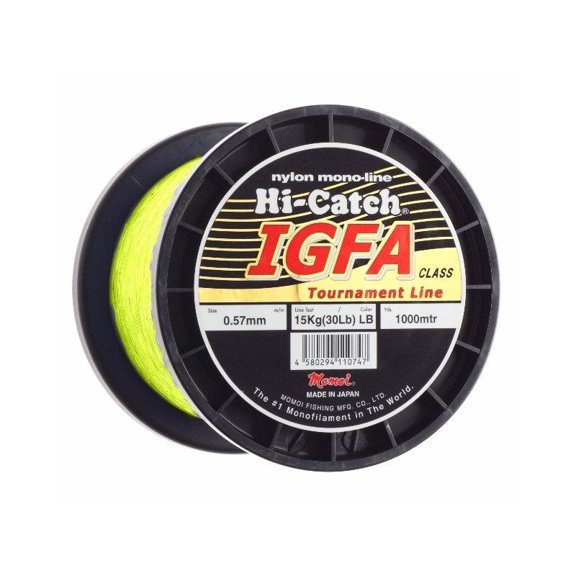 Momoi Hi-Catch IGFA Monofilament Line 2LB Spool Hi-Vis Yellow, 80#