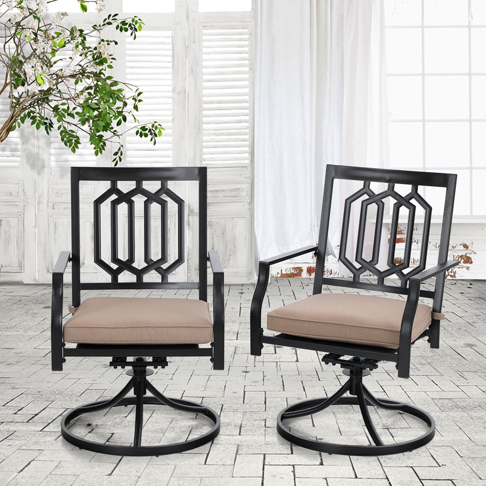 MF Studio Outdoor Metal Swivel Chairs Set of 2 Patio Dining Rocker