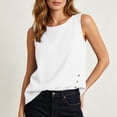 thumbnail image 5 of YFNNUP Women Tank Tops Solid Color Sleeveless Top Lightweight Crewneck Blouse Casual Summer Going Out Blouse White S, 5 of 9