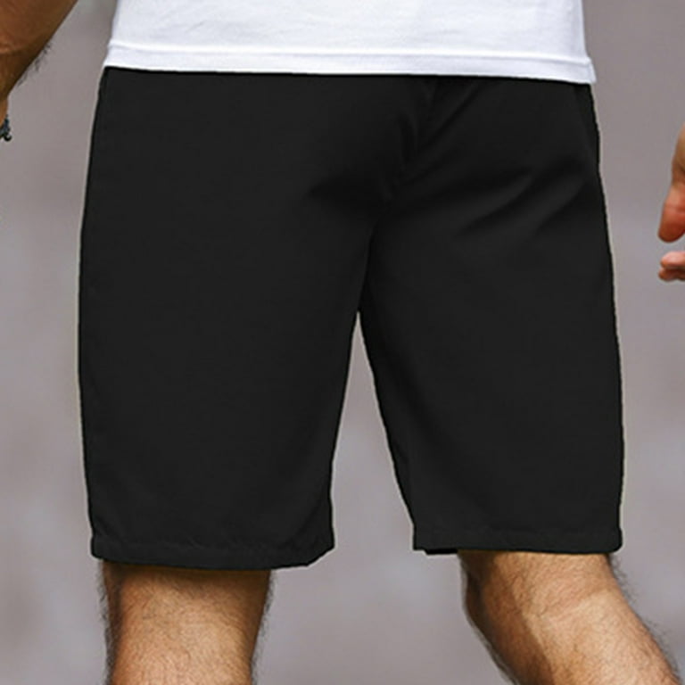 Axiiglly Gym Shorts Men Elastic Waist Straight Leg Shorts Solid