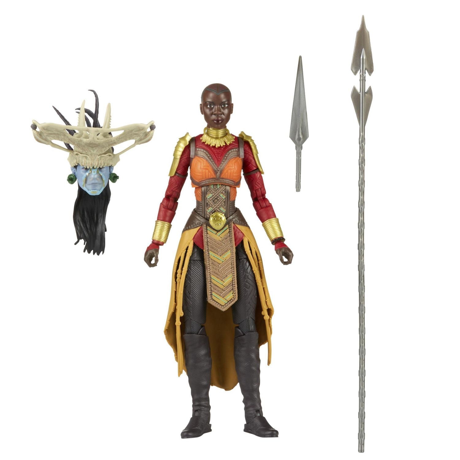 Marvel Legends Series Black Panther Wakanda Forever, figurine Okoye de 15 cm avec 2 accessoires et 1 pièce Build-A-Figure