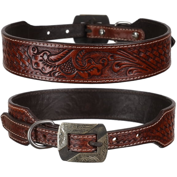 Showman Heritage Bloom Leather Dog Collar (Large)