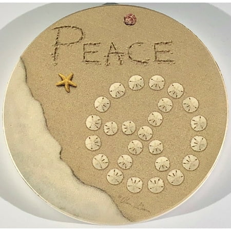 New Peace Sign on Beach 6 Piece Coaster Set with Cork Backing by Thirsty