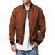 thumbnail image 1 of Mens Casual Baseball Zip Up Jacket Biker Coat Pockets Crew Neck Outwear, 1 of 8