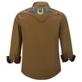 thumbnail image 2 of COEVALS CLUB Men's Western Cowboy Embroidered Shirts Long Sleeve Pearl Snap Dress Button up Cotton Shirts P3-5 Brown Large, 2 of 7
