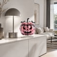 thumbnail image 4 of SLYNSHome Pink Pumpkin Lantern Tabletop Ornament With Roses Bat Accents, Glossy Pumpkin Statue For Mantel Shelf Indoor Halloween Farmhouse Harvest Spooky Table Home Decor, 4 of 5