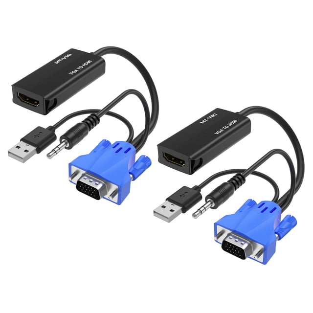 Adaptador VGA a HDMI MT-VIKI 1080P con audio+alimentación USB (paquete de 2)