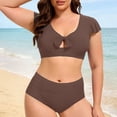 thumbnail image 2 of Ticikt Two Piece Swimsuits High Waisted Bikini with Backless Tankini Top and Boy Shorts Bottoms,Color:Coffee,3XL, 2 of 5