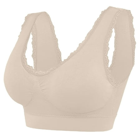 Lace Bralettes Women Seamless Bra Feature V-Neck Balconette Bra Style W-454 Beige S