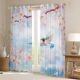 thumbnail image 2 of Floral Hummingbird Curtains & Drapes Cherry Blossom 30%-50% Blackout Curtains 52"Wx84"L Women,Spring Pink Flower Cute Bird Window Curtains Aesthetics Nature Room Decor 2 Panels, 2 of 6