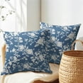 thumbnail image 5 of Vintage Floral Pillow Covers 16x16 Inch Set of 2 Rustic Blue and White Outdoor Decorative Throw Pillows Chinoiserie Flower Toile Pillowcases Cushion Covers for Couch Home Decor, 5 of 6