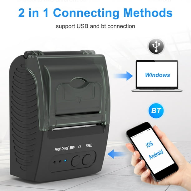 Imprimante thermique 58 mm Bisofice Bluetooth et USB mini sans fil