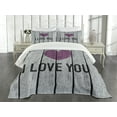 thumbnail image 3 of Ambesonne I Love You Quilted Bedspread Set 3 Pcs, Words on Wood Planks, Queen Size, Fuchsia Pale Grey, 3 of 5