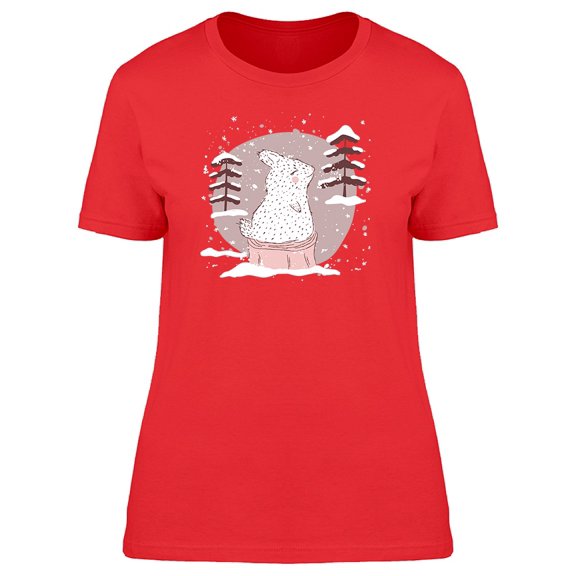 Snow Rabbit On Stump Tee Women's -Image by Shutterstock