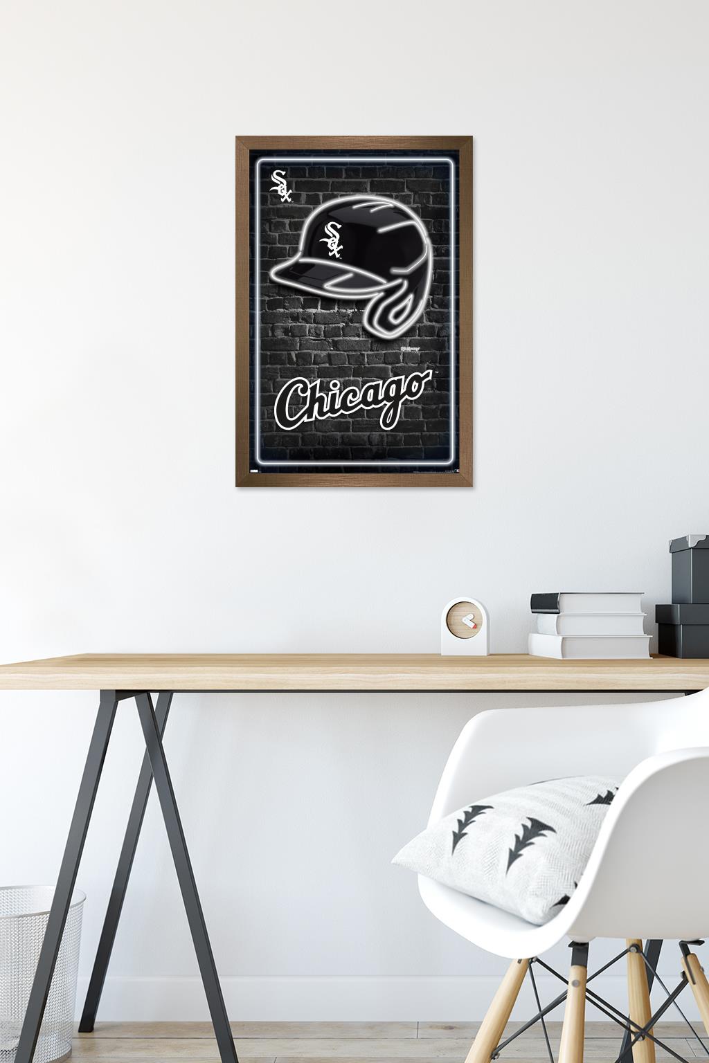 MLB Chicago White Sox - Neon Helmet 23 Wall Poster, 14.725" x 22.375" Framed
