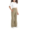 thumbnail image 2 of Zanarzt Toddler Flare Leggings Girls Flare Leggings High Waist Bell Bottoms for Kids Yoga Dance Pants with Pockets Khaki,12-13 Years, 2 of 5