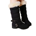 thumbnail image 2 of hopeusnice Mid Calf Boots For Women Thermal Plush Fleece Lined Suede Round Toe Chunky Mid Heels Winter Snow Boots Winter Warm Dress Long Tall Boots Black 42, 2 of 9