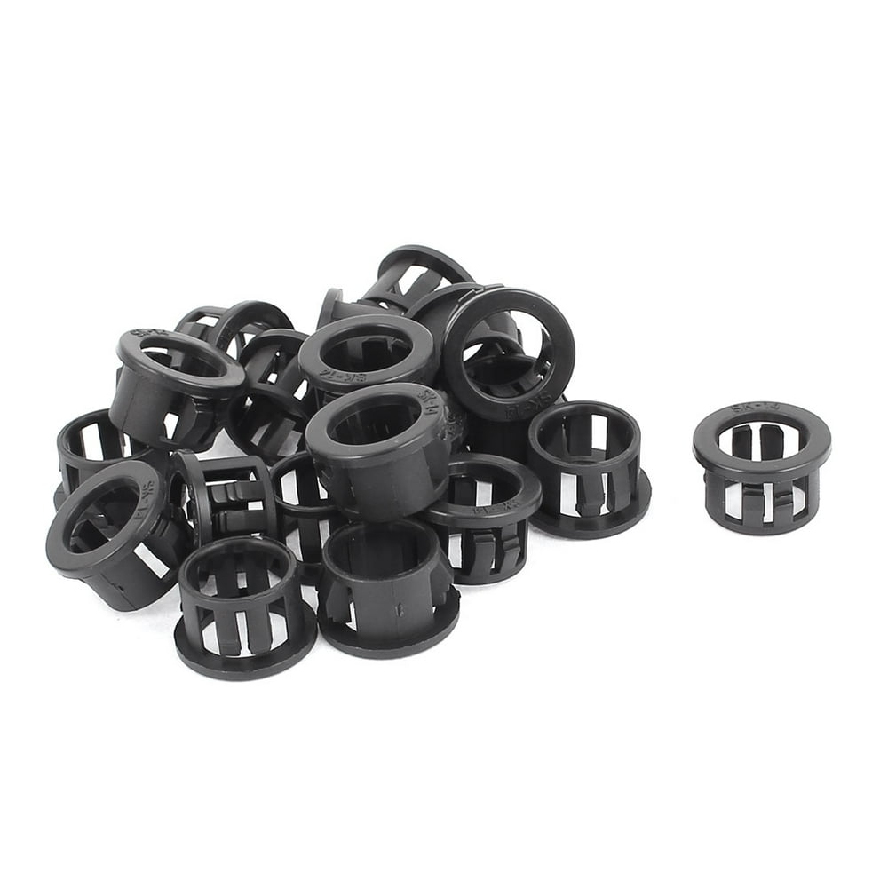 20pcs 14mm Mounted Dia Snap in Cable Bushing Grommet Protector Black