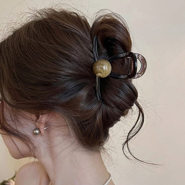 Pinza para el pelo de acrílico Xihbxyly forma de perla grande mujer